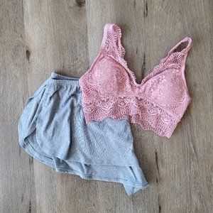Two Piece Flirty Loungewear Set Lounge Shorts & Bralette Size Small